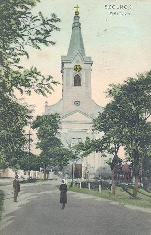 A szolnoki Vártemplom képeslapon (1905).